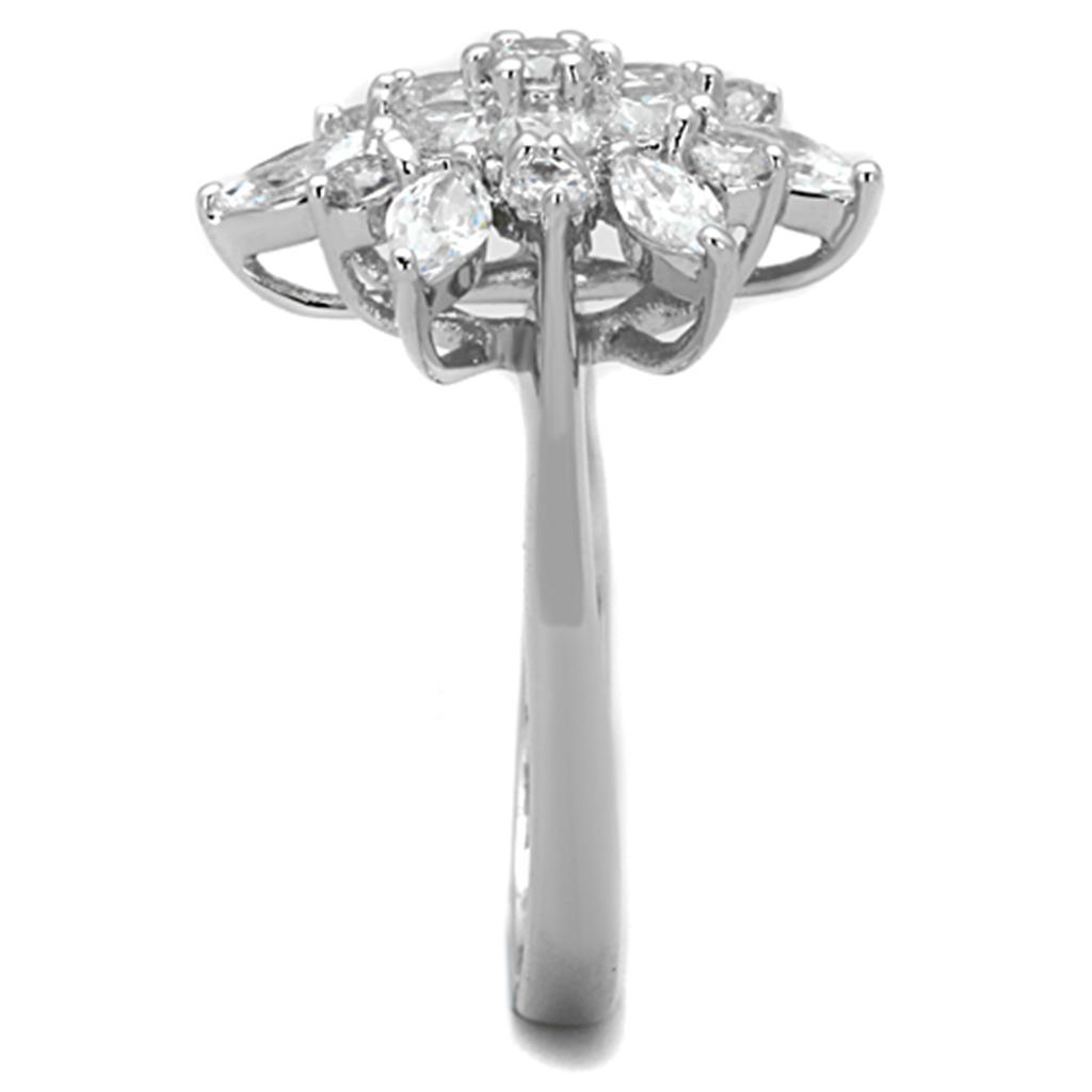 MA3W725 - Rhodium Brass Ring with AAA Grade CZ in Clear