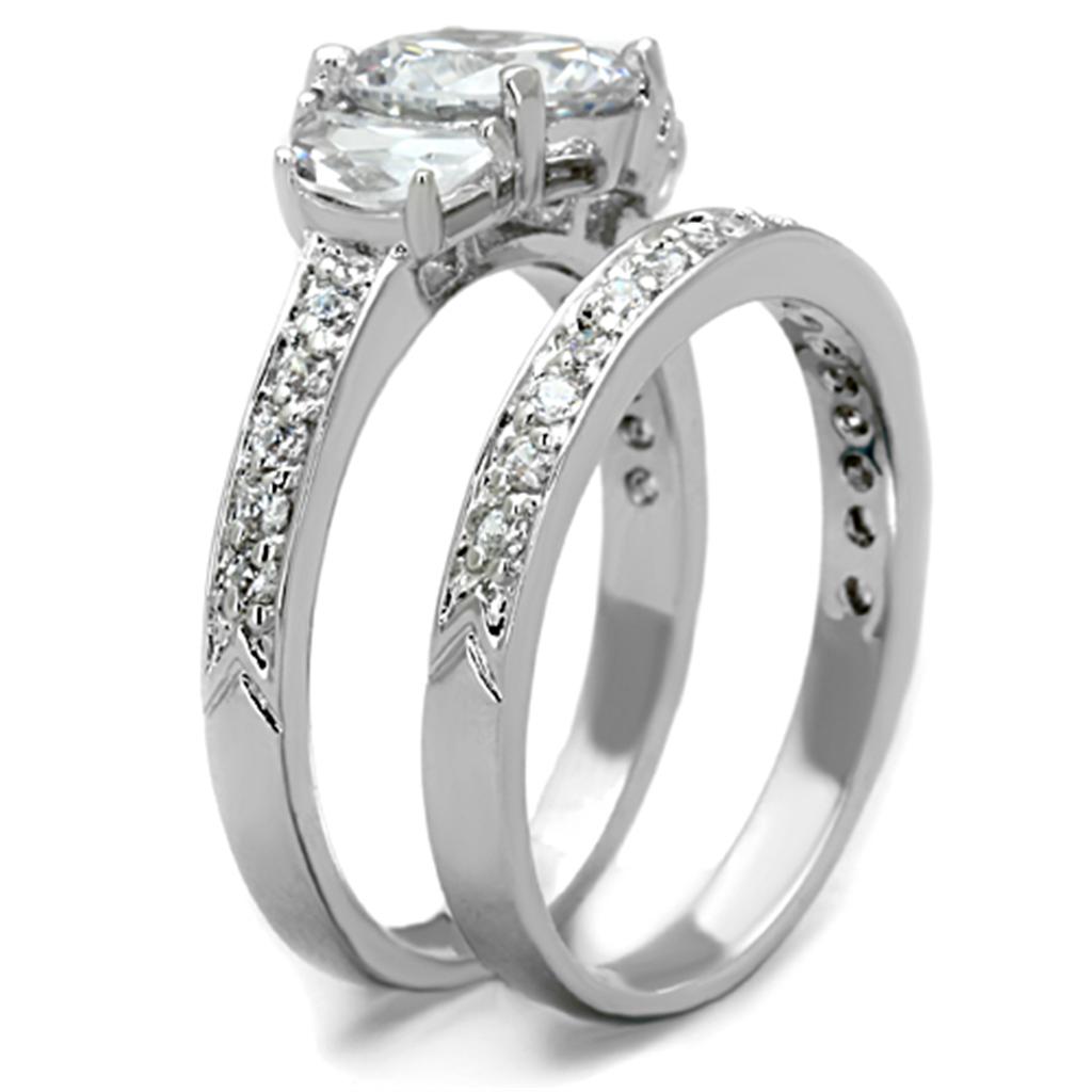 MA3W731 - Rhodium Brass Ring with AAA Grade CZ in Clear