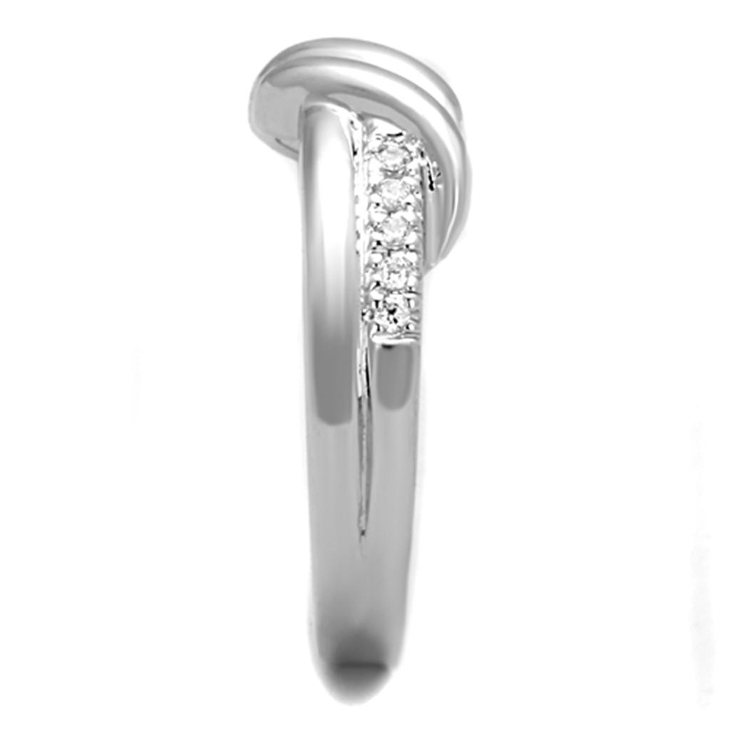 MA3W741 - Rhodium Brass Ring with AAA Grade CZ in Clear
