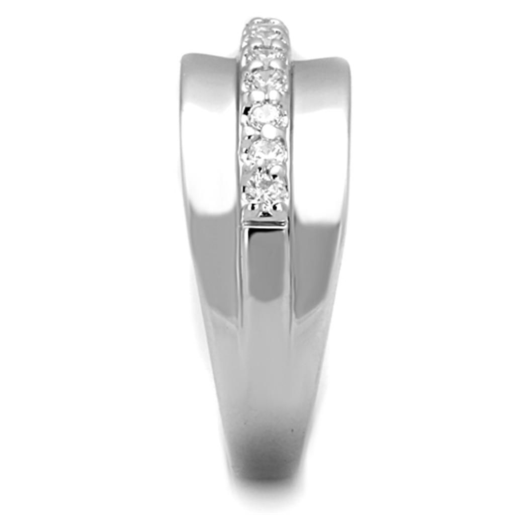 MA3W748 - Rhodium Brass Ring with AAA Grade CZ in Clear