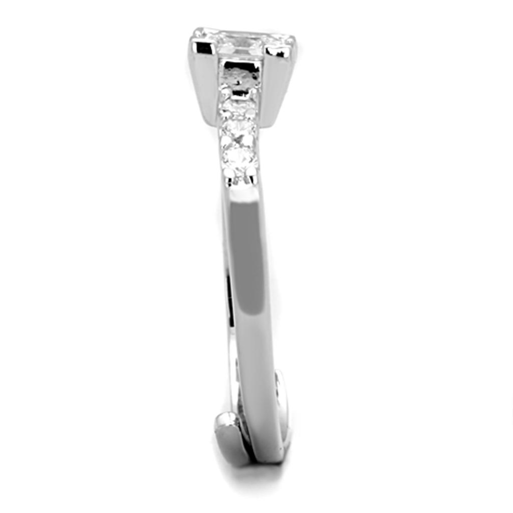 MA3W751 - Rhodium Brass Ring with AAA Grade CZ in Clear