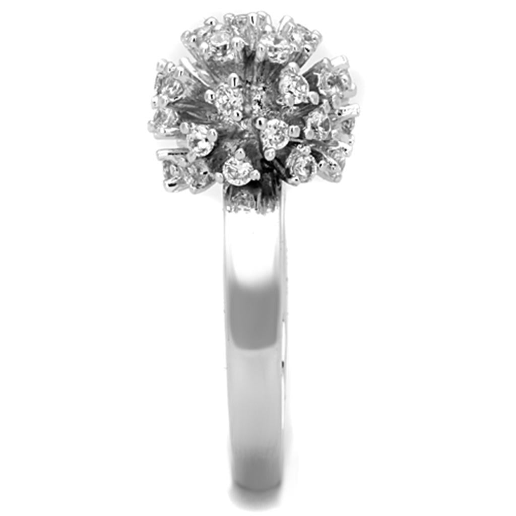 MA3W752 - Rhodium Brass Ring with AAA Grade CZ in Clear