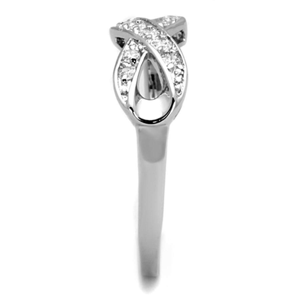 MA3W757 - Rhodium Brass Ring with AAA Grade CZ in Clear