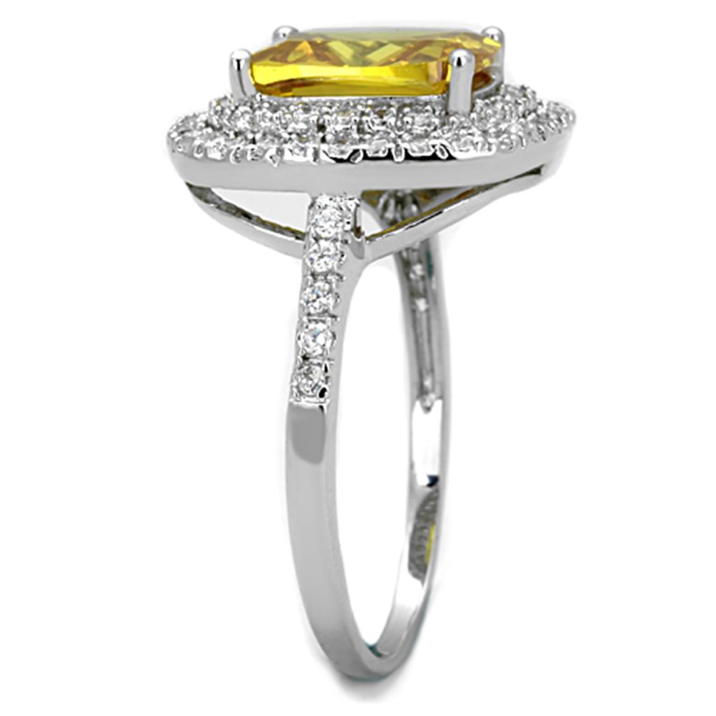 MA3W760 - Rhodium Brass Ring with AAA Grade CZ in Topaz