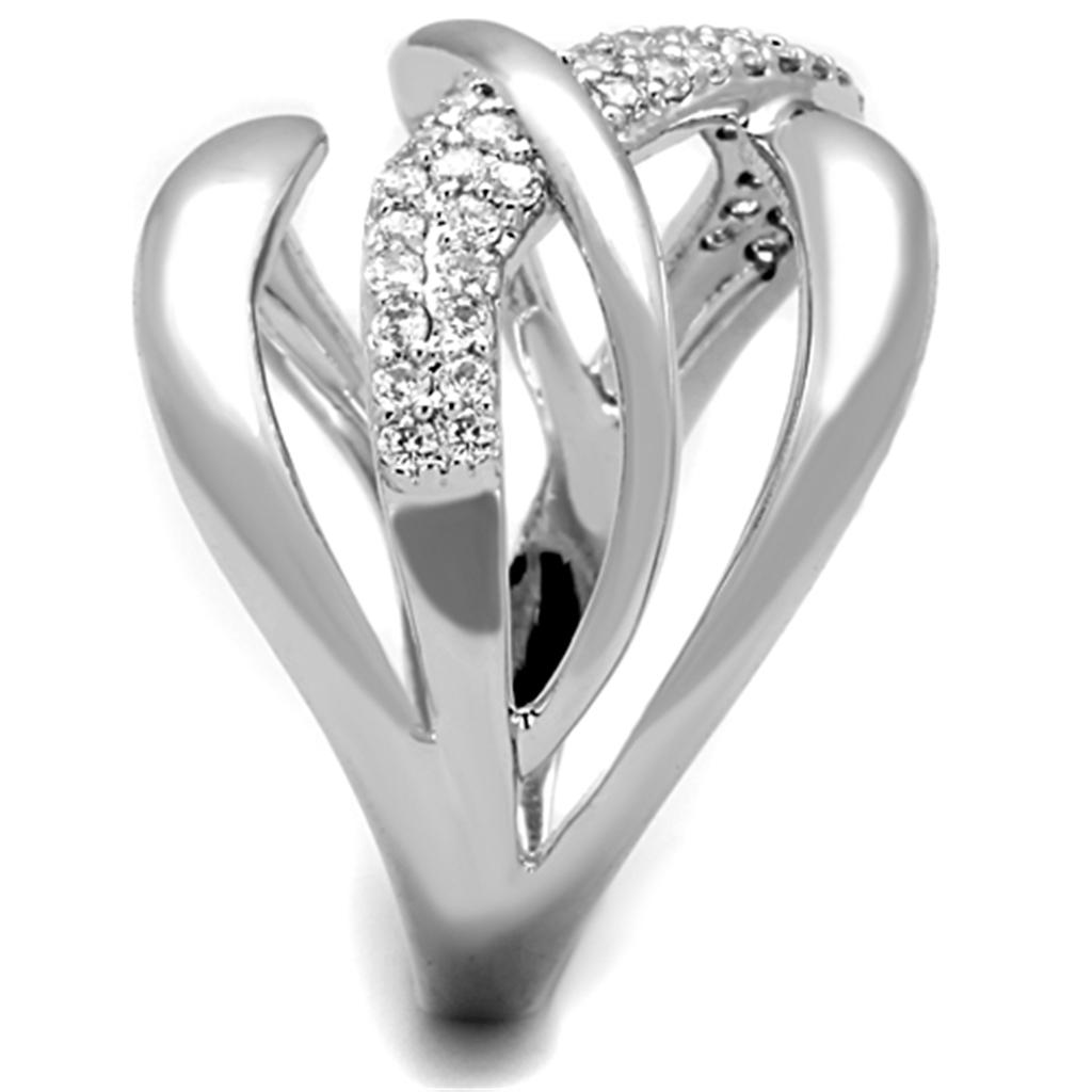 MA3W766 - Rhodium Brass Ring with AAA Grade CZ in Clear