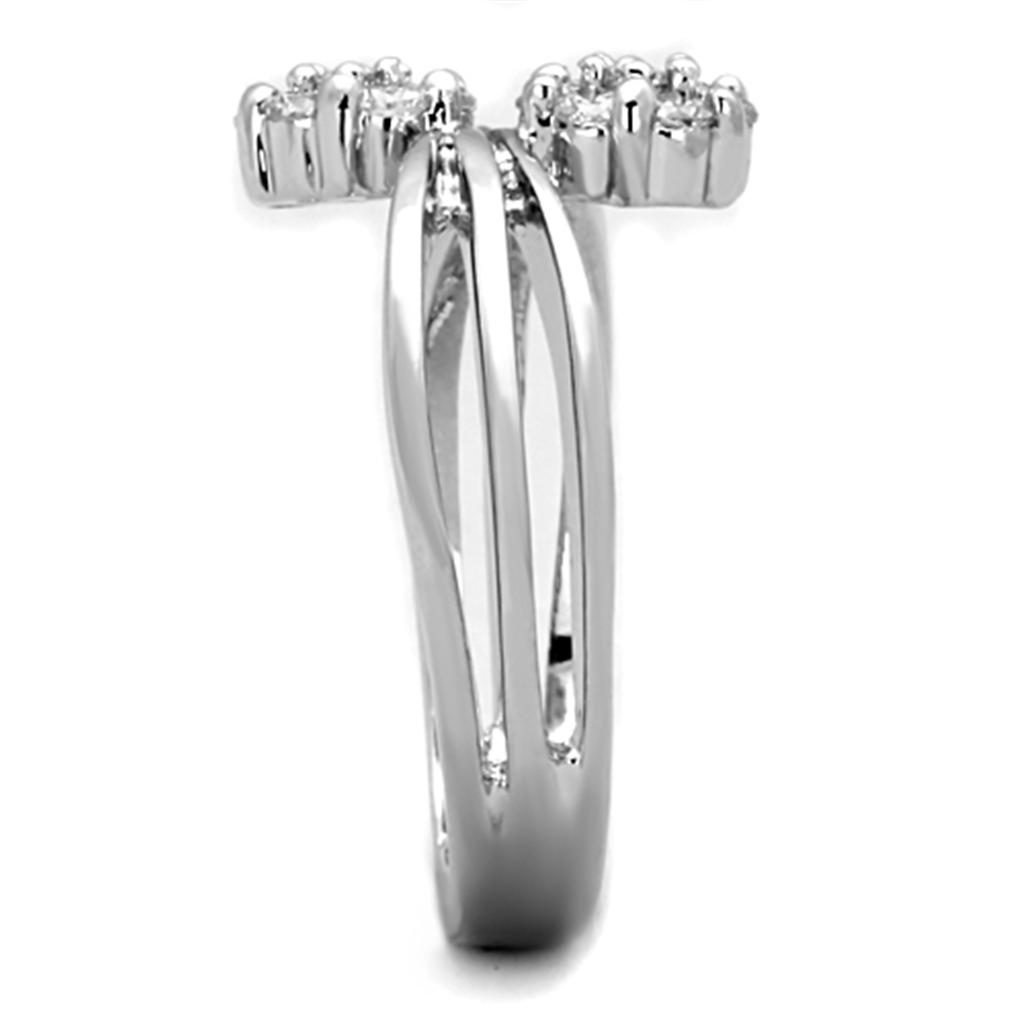 MA3W767 - Rhodium Brass Ring with AAA Grade CZ in Clear