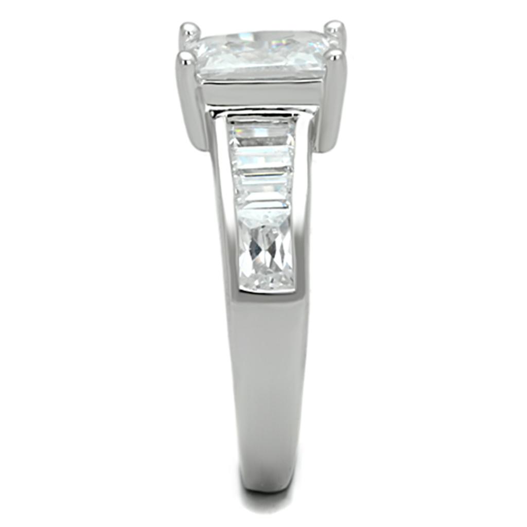MA3W769 - Rhodium Brass Ring with AAA Grade CZ in Clear