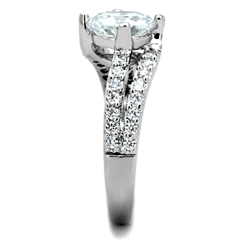 MA3W770 - Rhodium Brass Ring with AAA Grade CZ in Clear