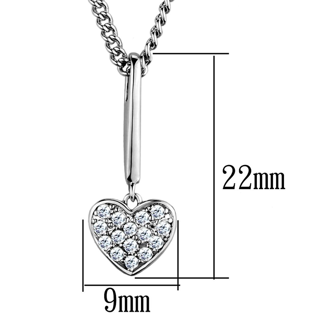 MA3W773 - Rhodium Brass Chain Pendant with AAA Grade CZ in Clear