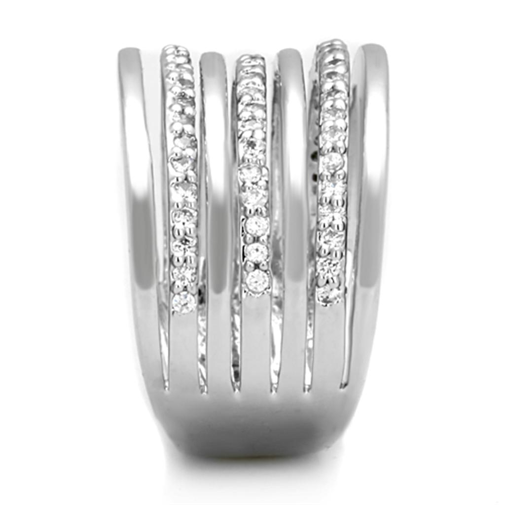 MA3W791 - Rhodium Brass Ring with AAA Grade CZ in Clear