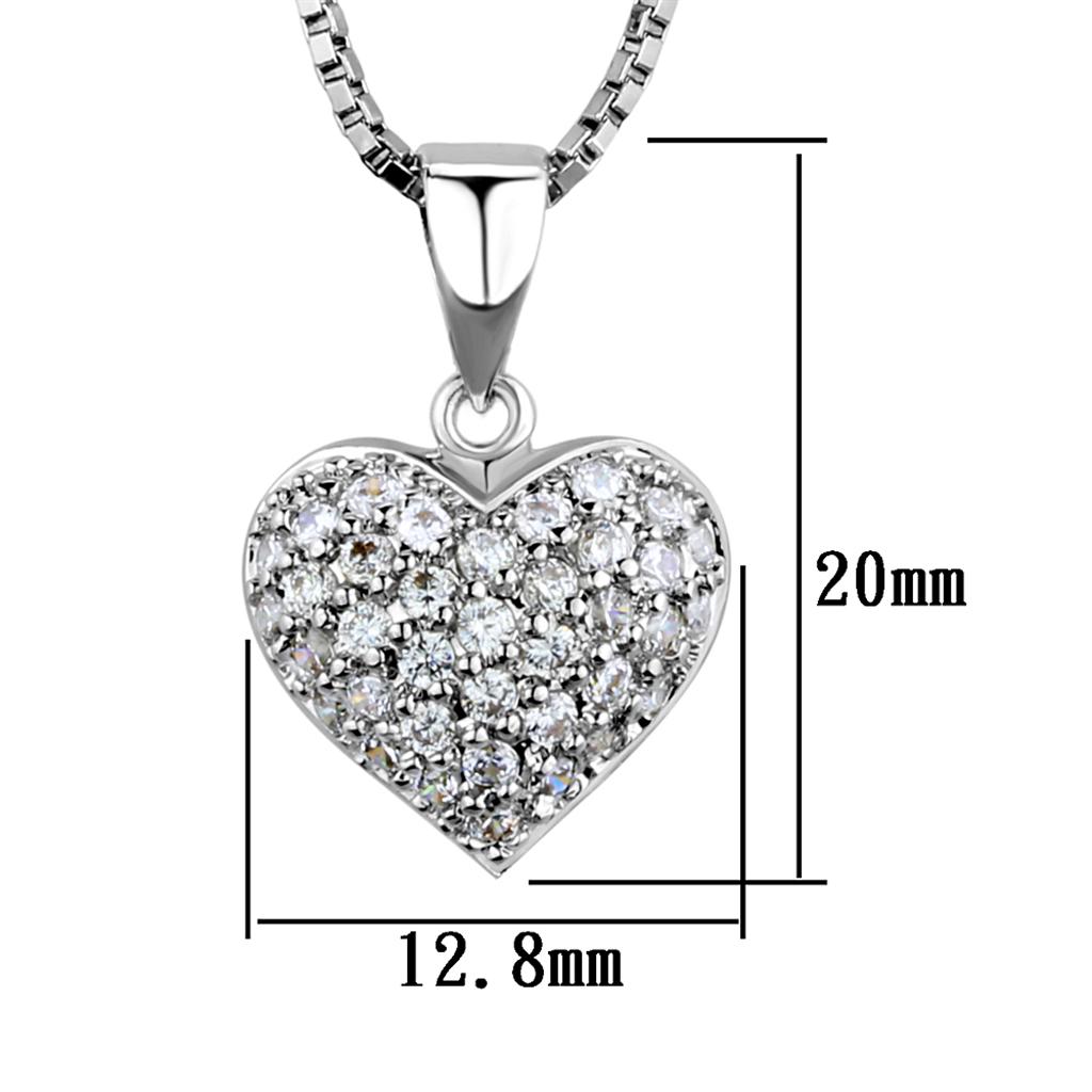 MA3W793 - Rhodium Brass Chain Pendant with AAA Grade CZ in Clear