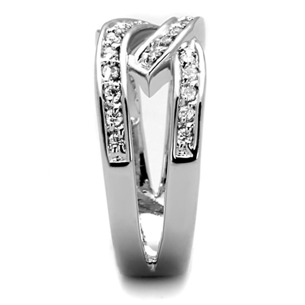 MA3W806 - Rhodium Brass Ring with AAA Grade CZ in Clear