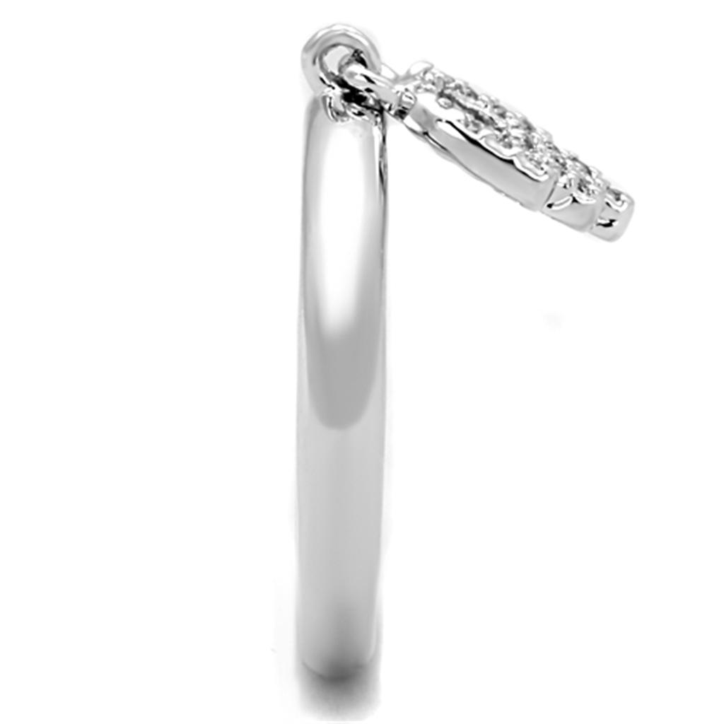 MA3W808 - Rhodium Brass Ring with AAA Grade CZ in Clear