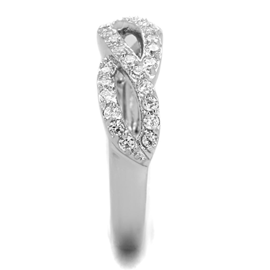 MA3W809 - Rhodium Brass Ring with AAA Grade CZ in Clear