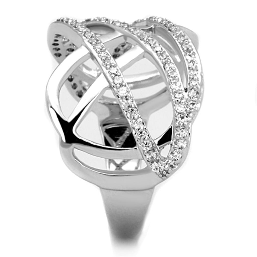 MA3W823 - Rhodium Brass Ring with AAA Grade CZ in Clear