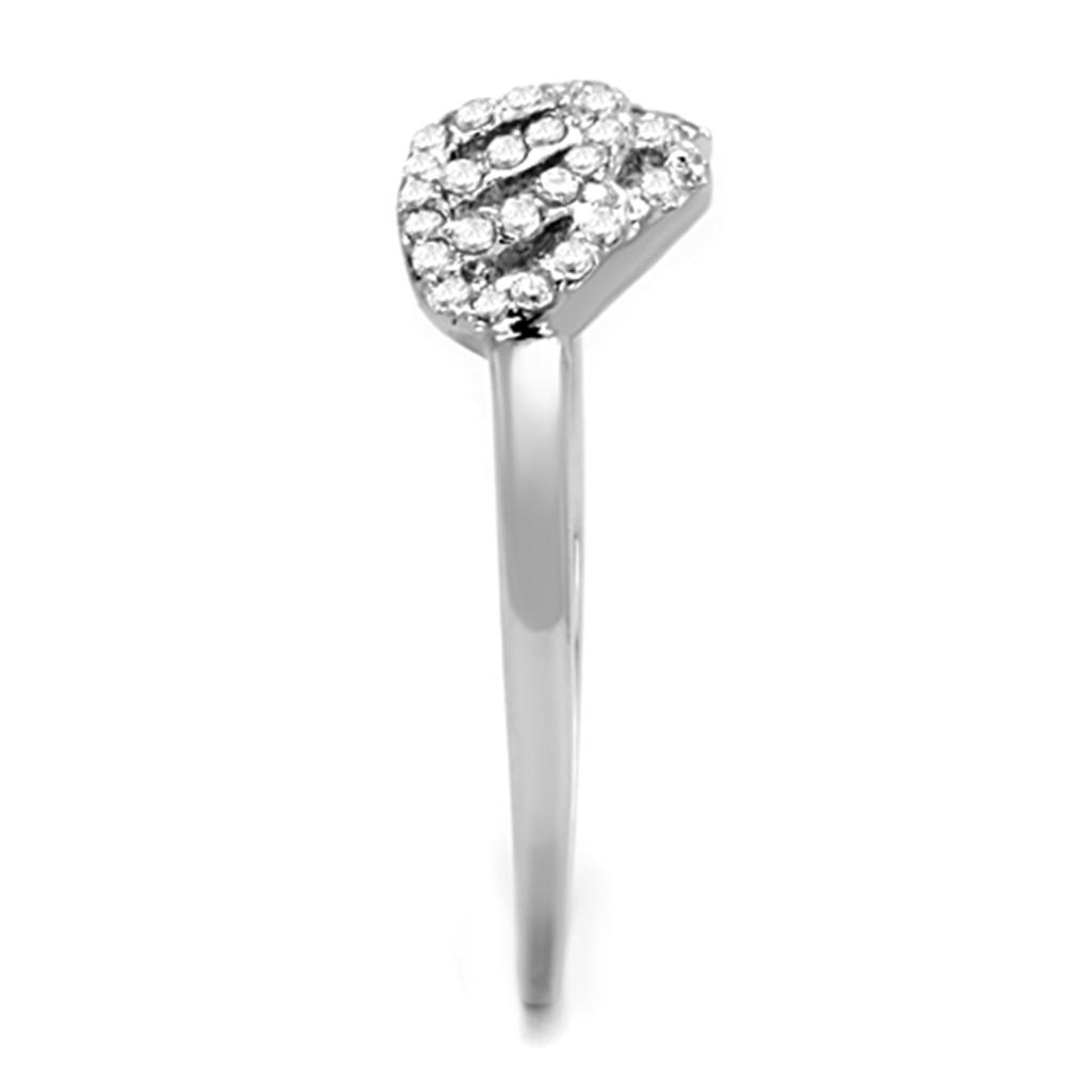 MA3W824 - Rhodium Brass Ring with AAA Grade CZ in Clear