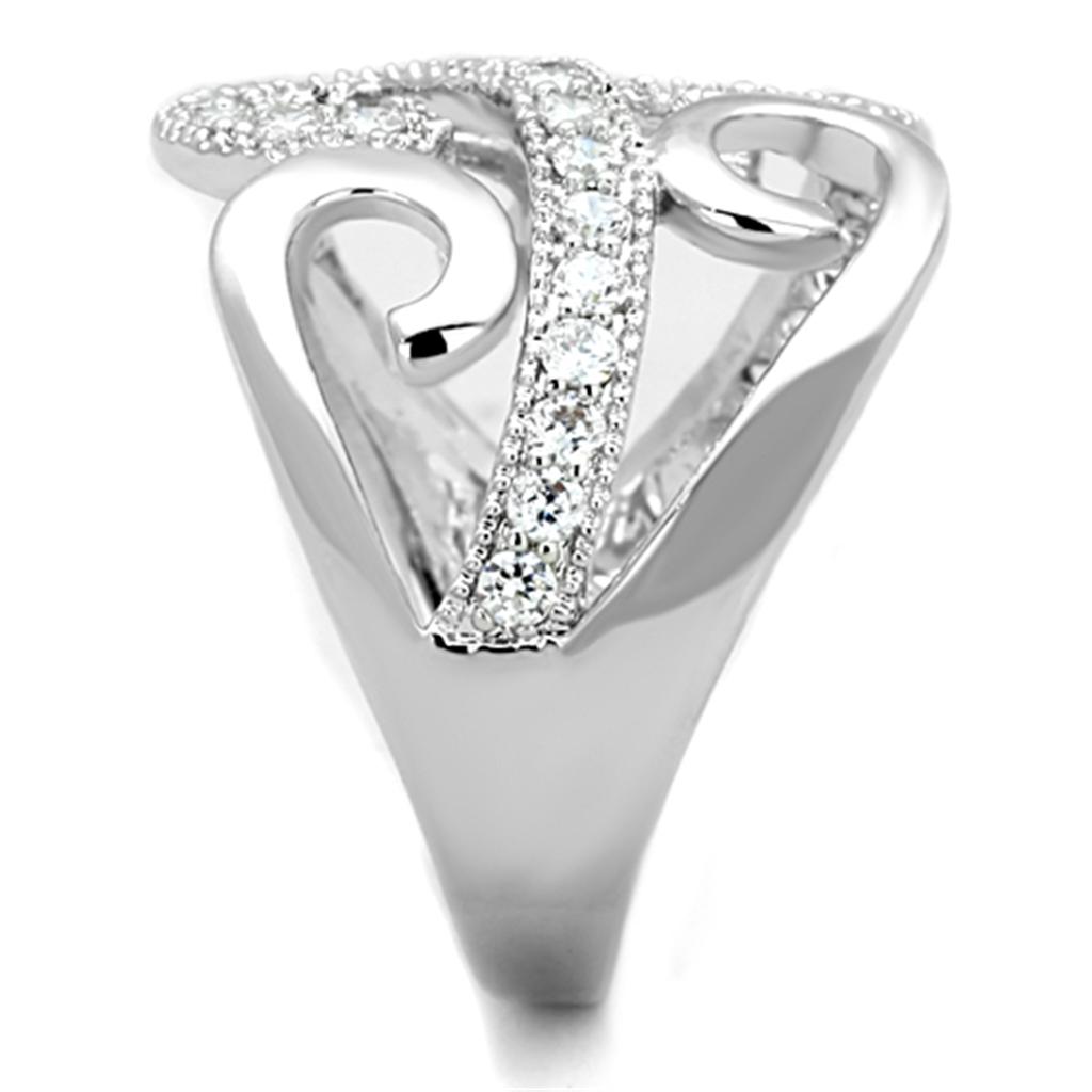 MA3W827 - Rhodium Brass Ring with AAA Grade CZ in Clear