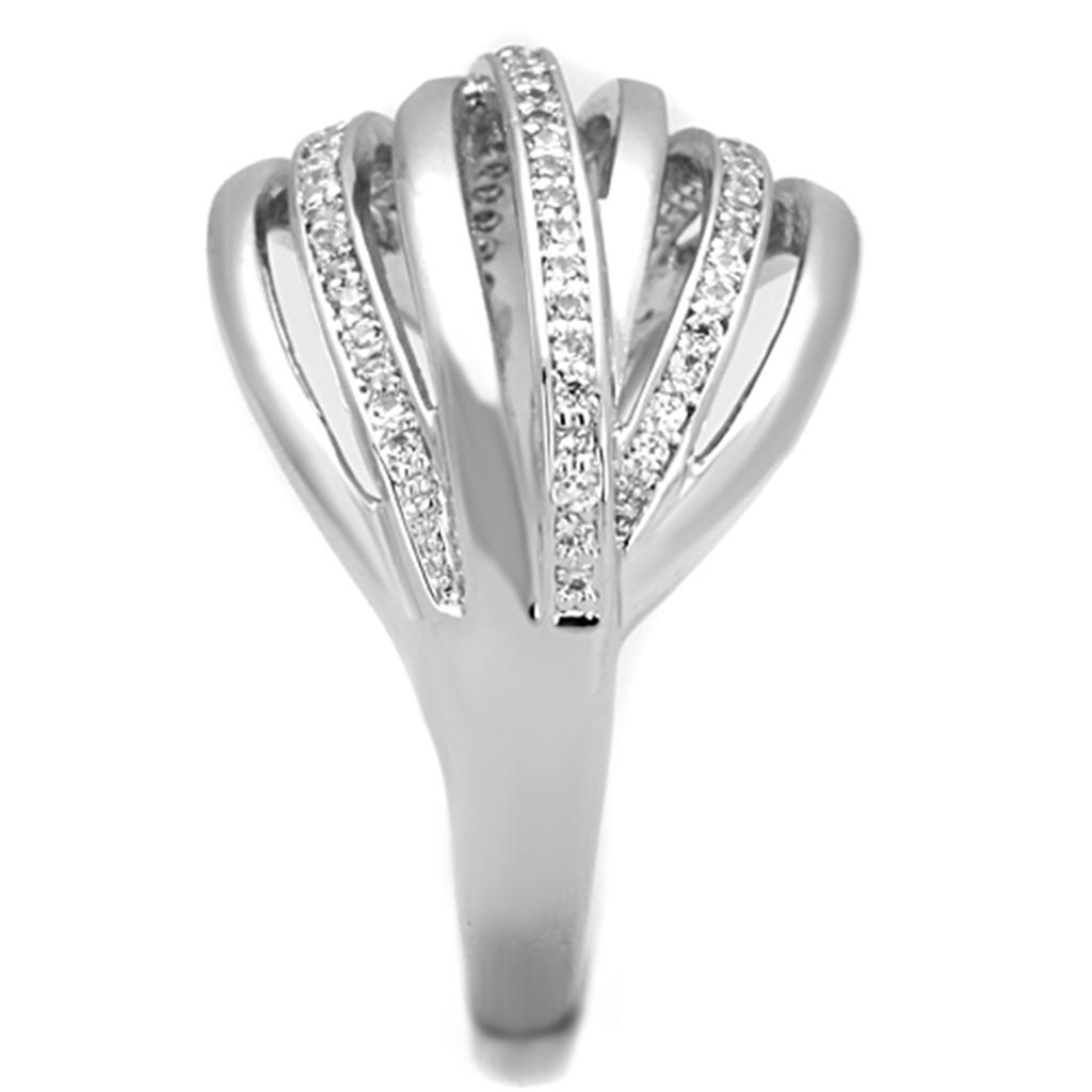 MA3W828 - Rhodium Brass Ring with AAA Grade CZ in Clear