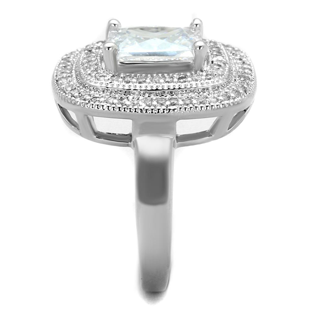MA3W839 - Rhodium Brass Ring with AAA Grade CZ in Clear