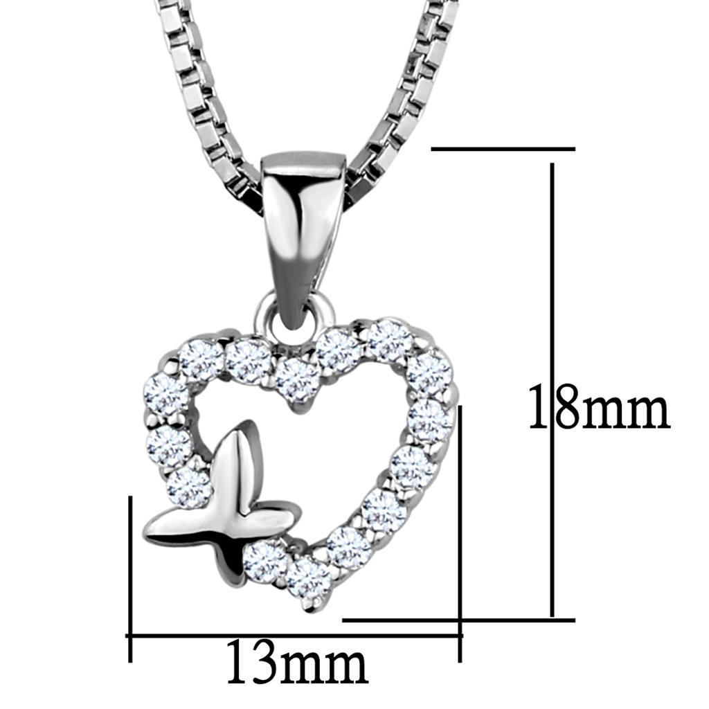 MA3W840 - Rhodium Brass Chain Pendant with AAA Grade CZ in Clear