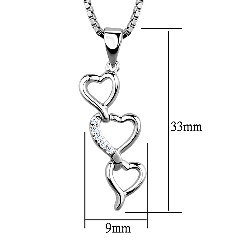 MA3W843 - Rhodium Brass Chain Pendant with AAA Grade CZ in Clear