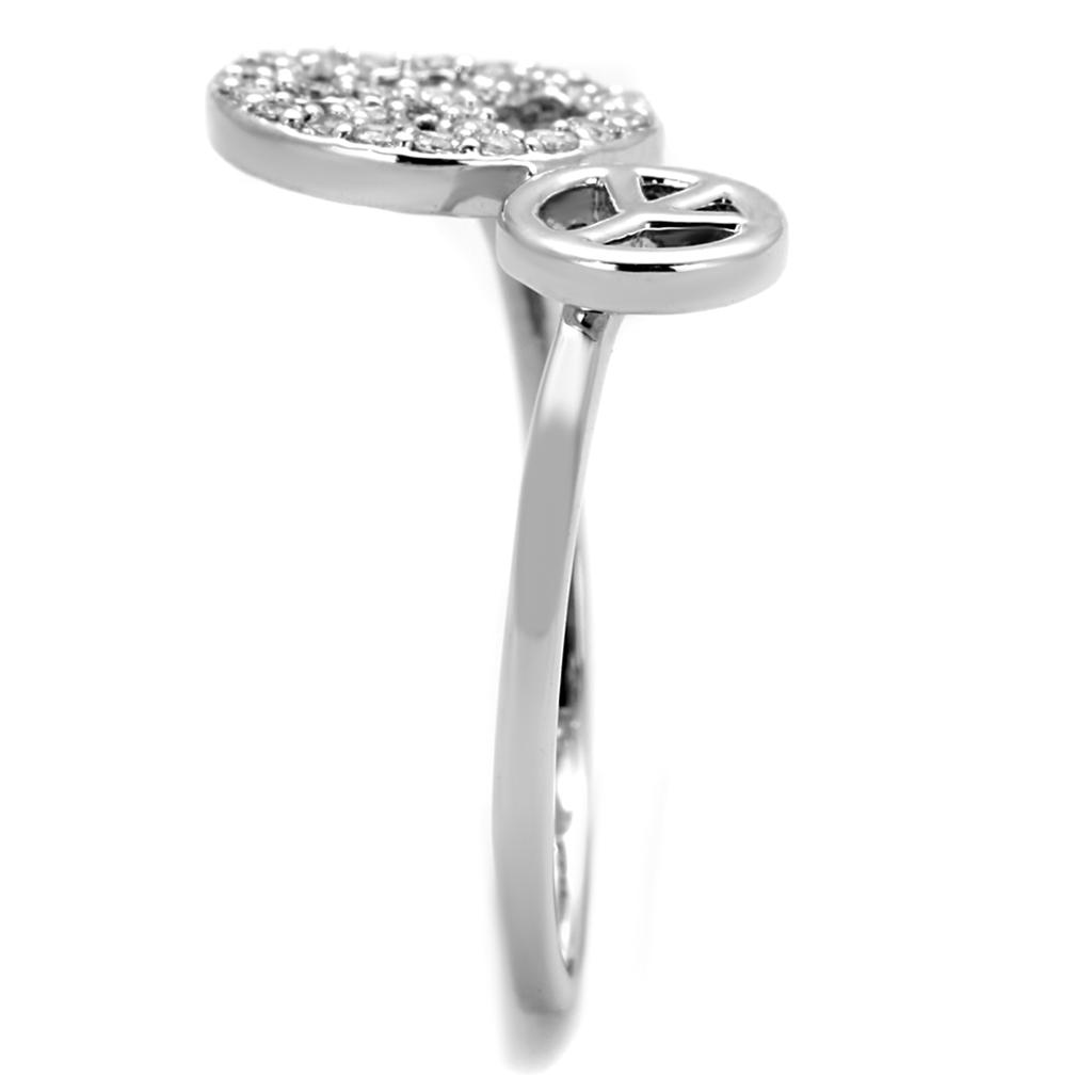 MA3W853 - Rhodium Brass Ring with AAA Grade CZ in Clear