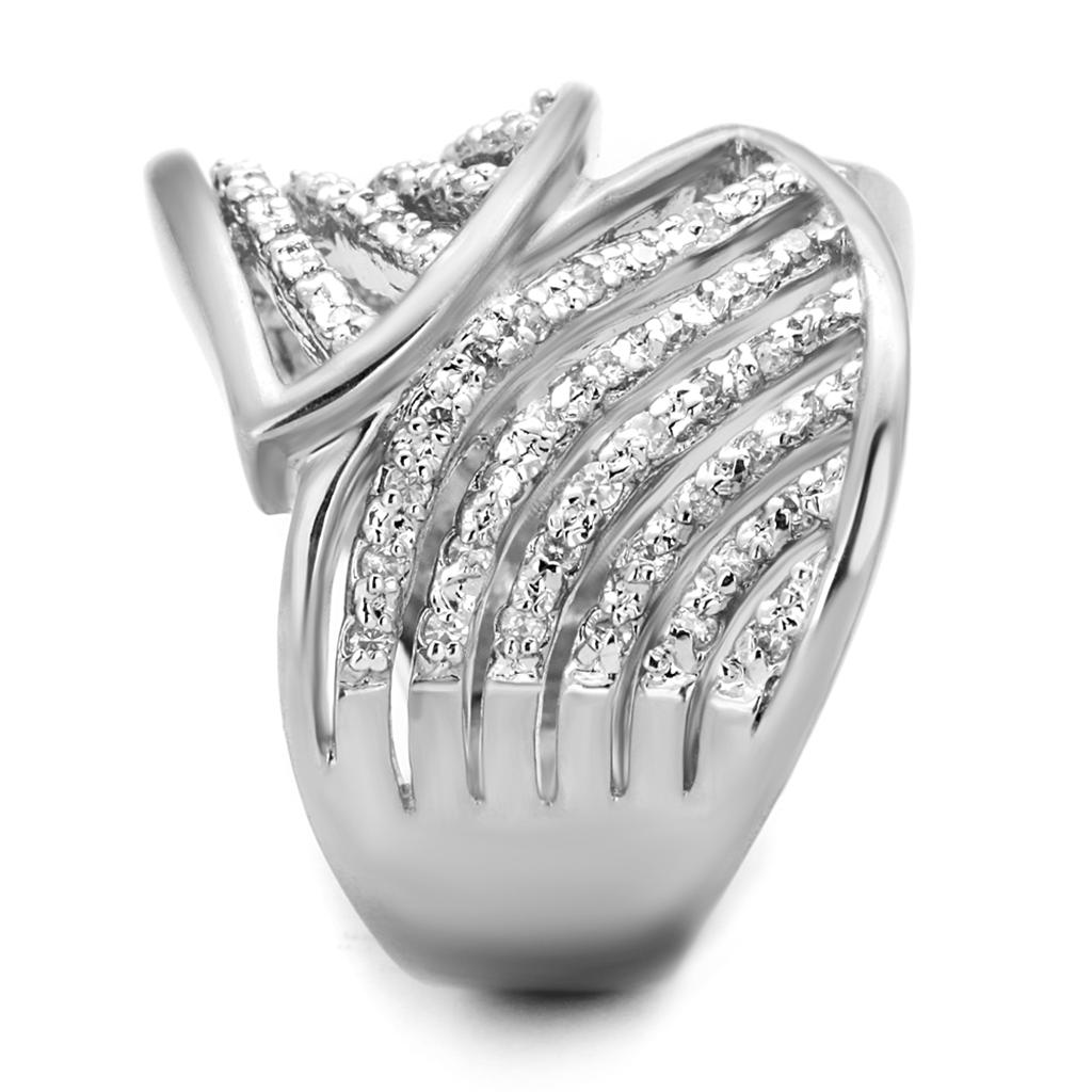 MA3W854 - Rhodium Brass Ring with AAA Grade CZ in Clear