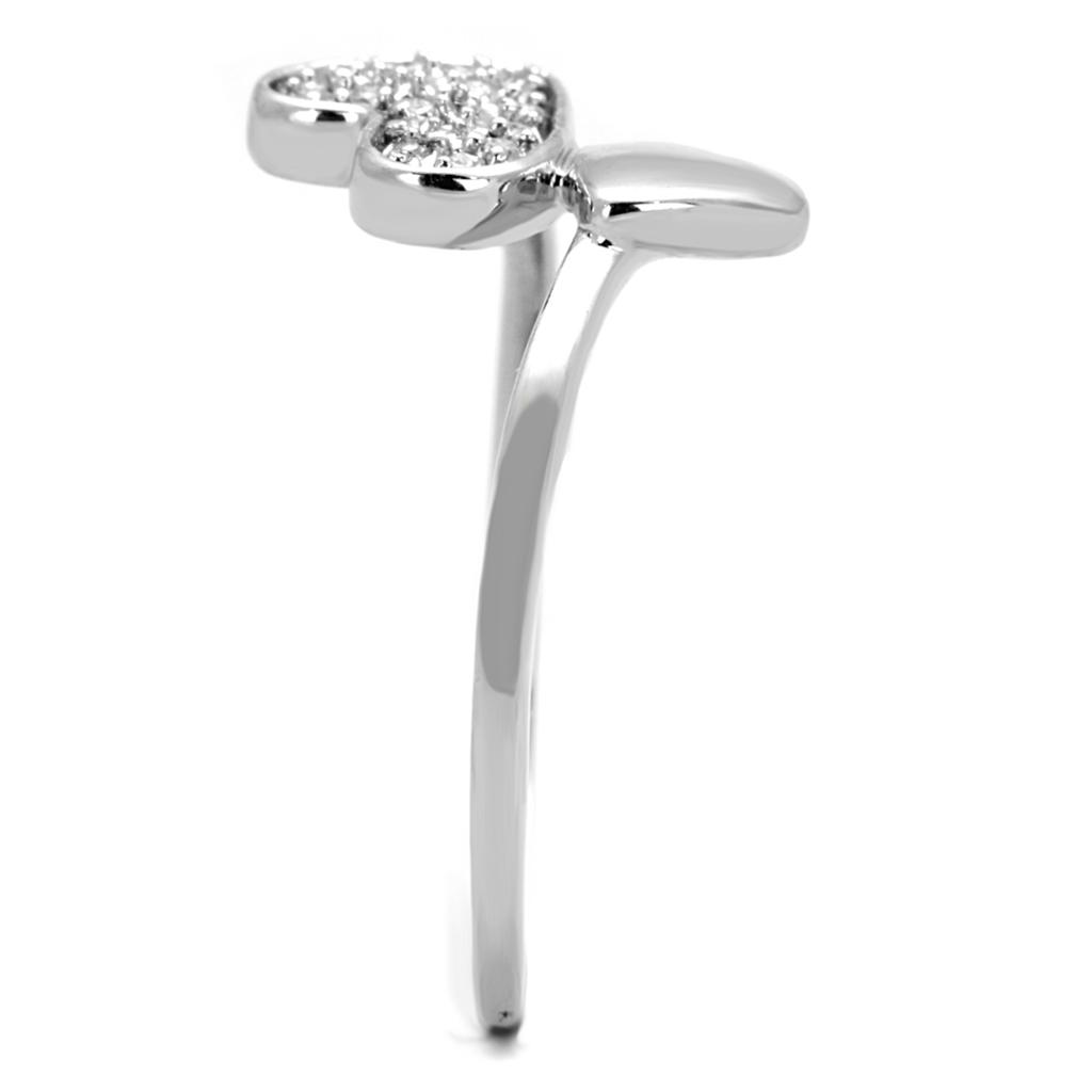 MA3W867 - Rhodium Brass Ring with AAA Grade CZ in Clear