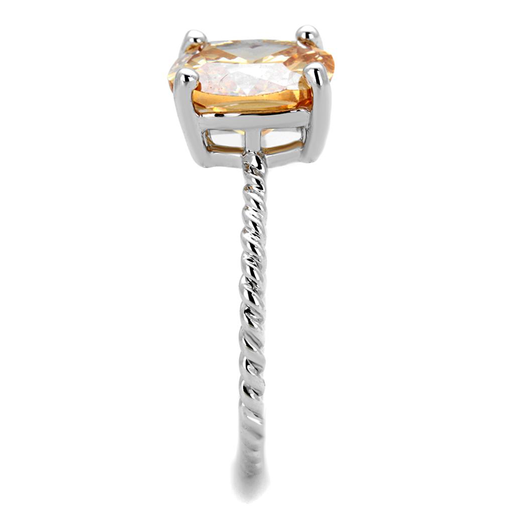 MA3W872 - Rhodium Brass Ring with AAA Grade CZ in Champagne