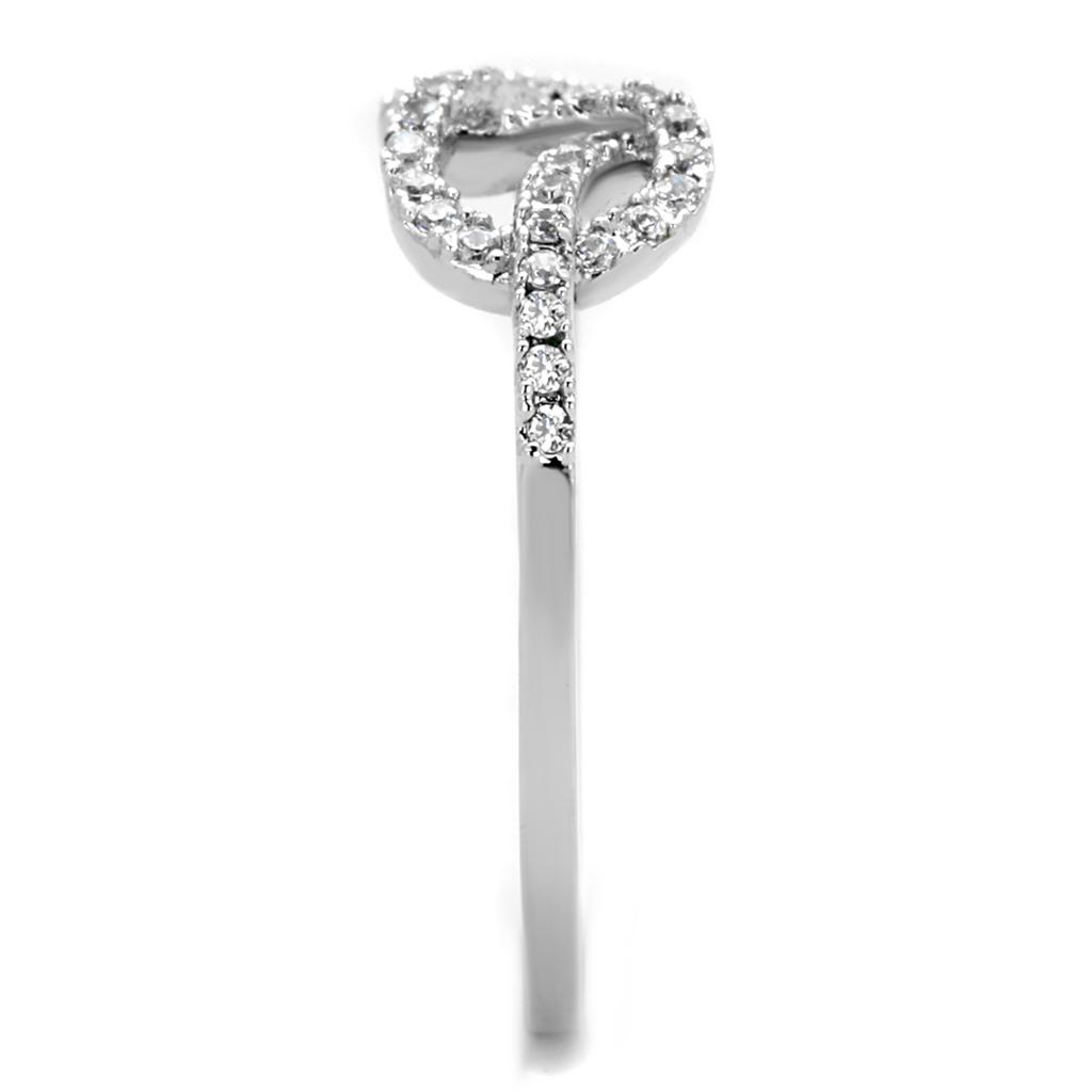 MA3W876 - Rhodium Brass Ring with AAA Grade CZ in Clear