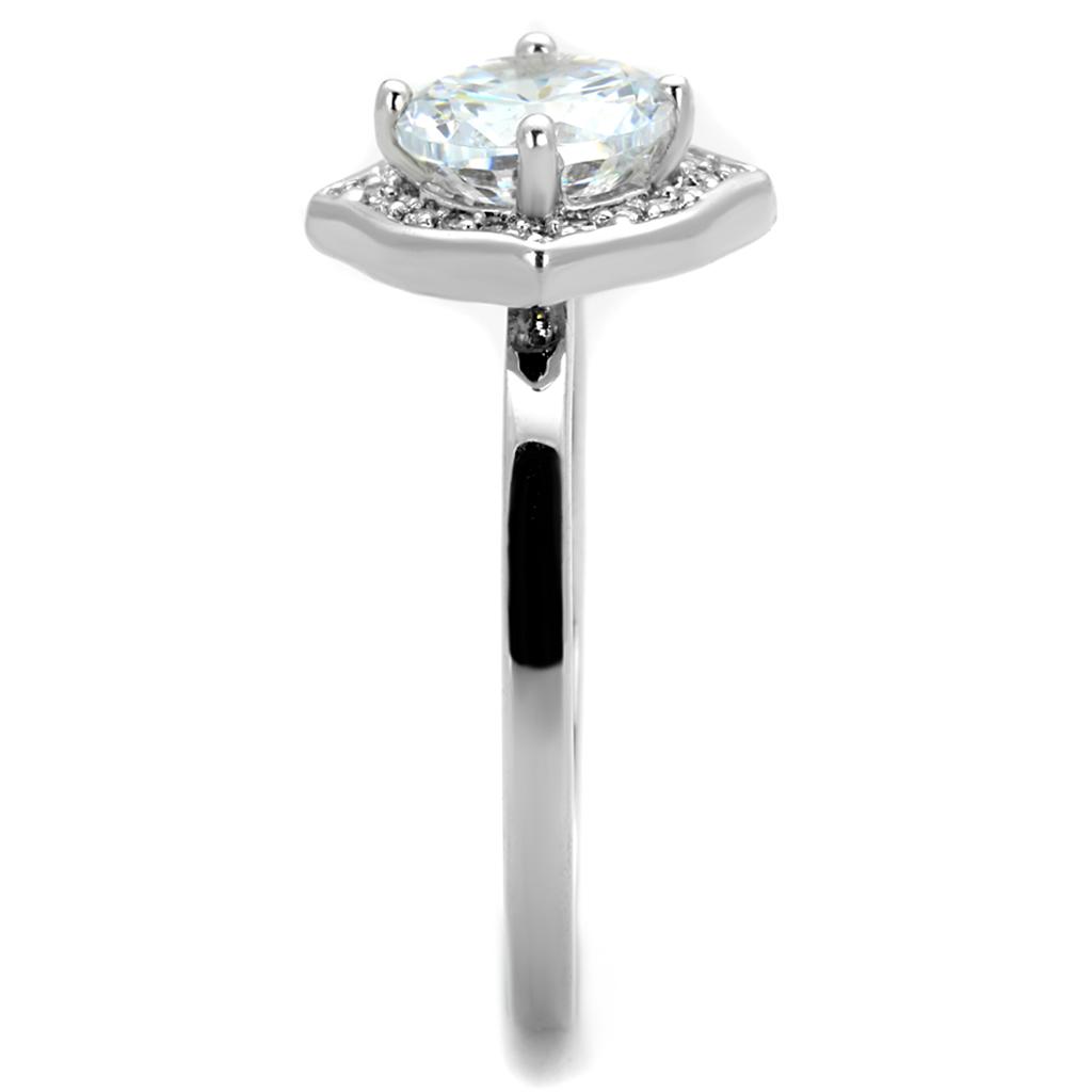 MA3W877 - Rhodium Brass Ring with AAA Grade CZ in Clear