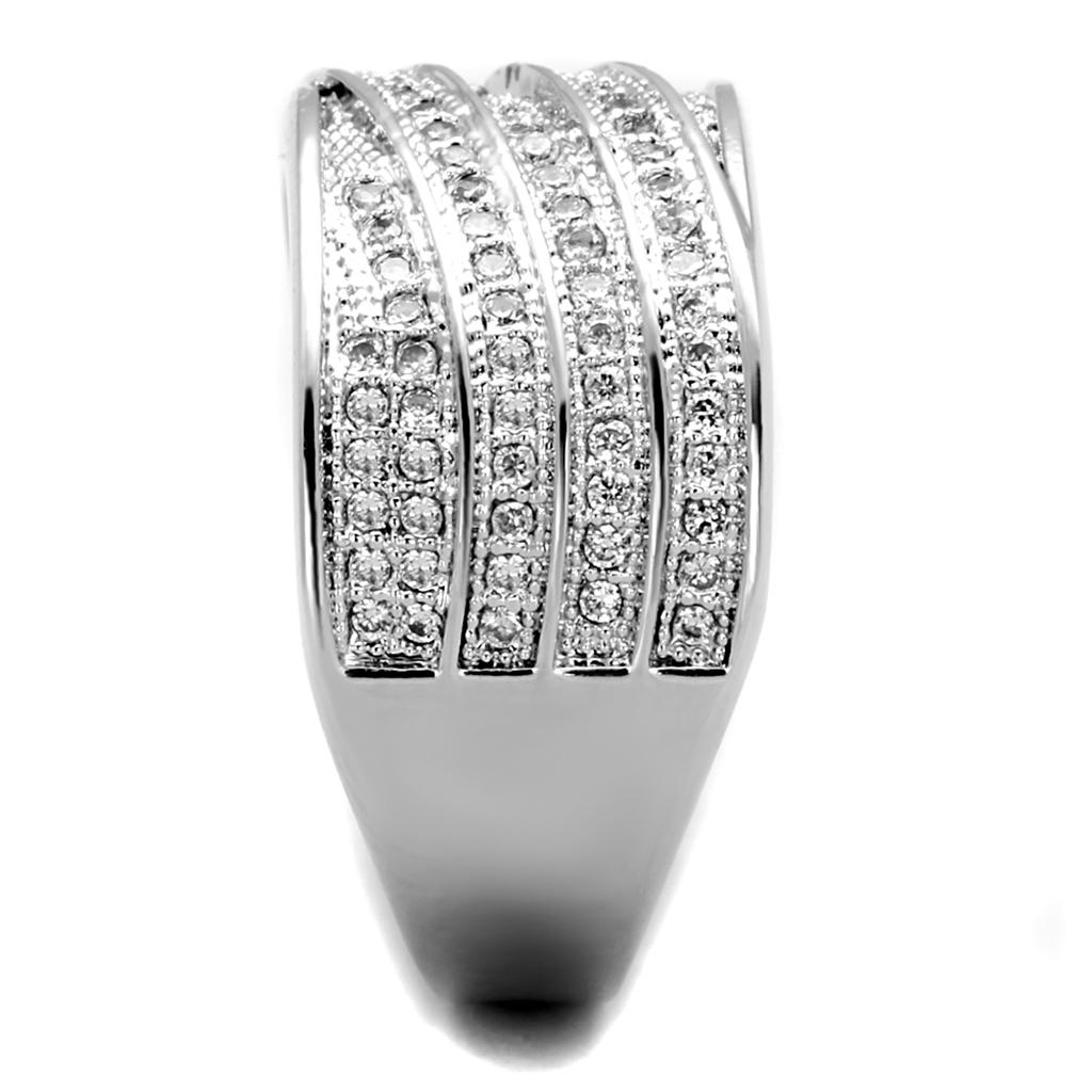 MA3W882 - Rhodium Brass Ring with AAA Grade CZ in Clear