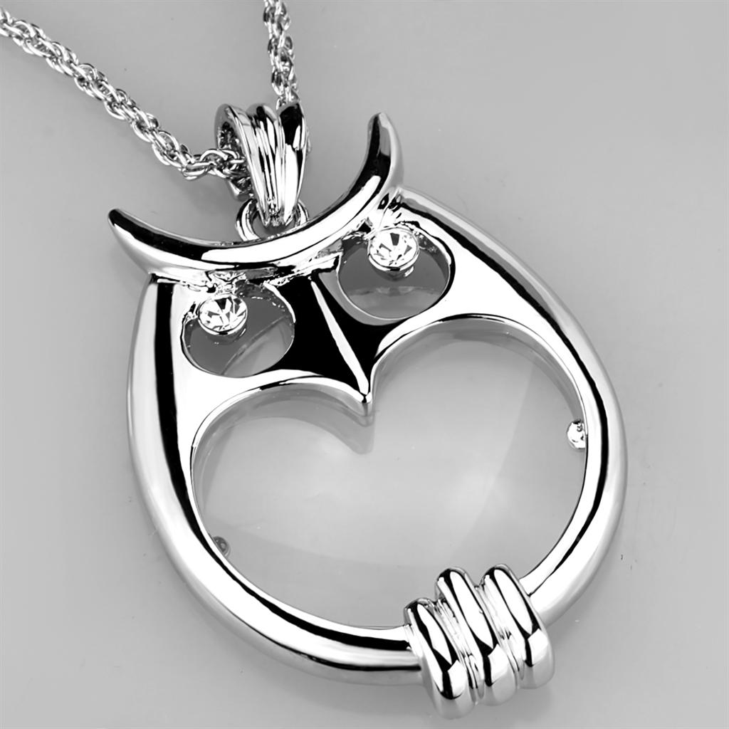 MA3W916 - Rhodium Brass Magnifier pendant with Top Grade Crystal in Clear