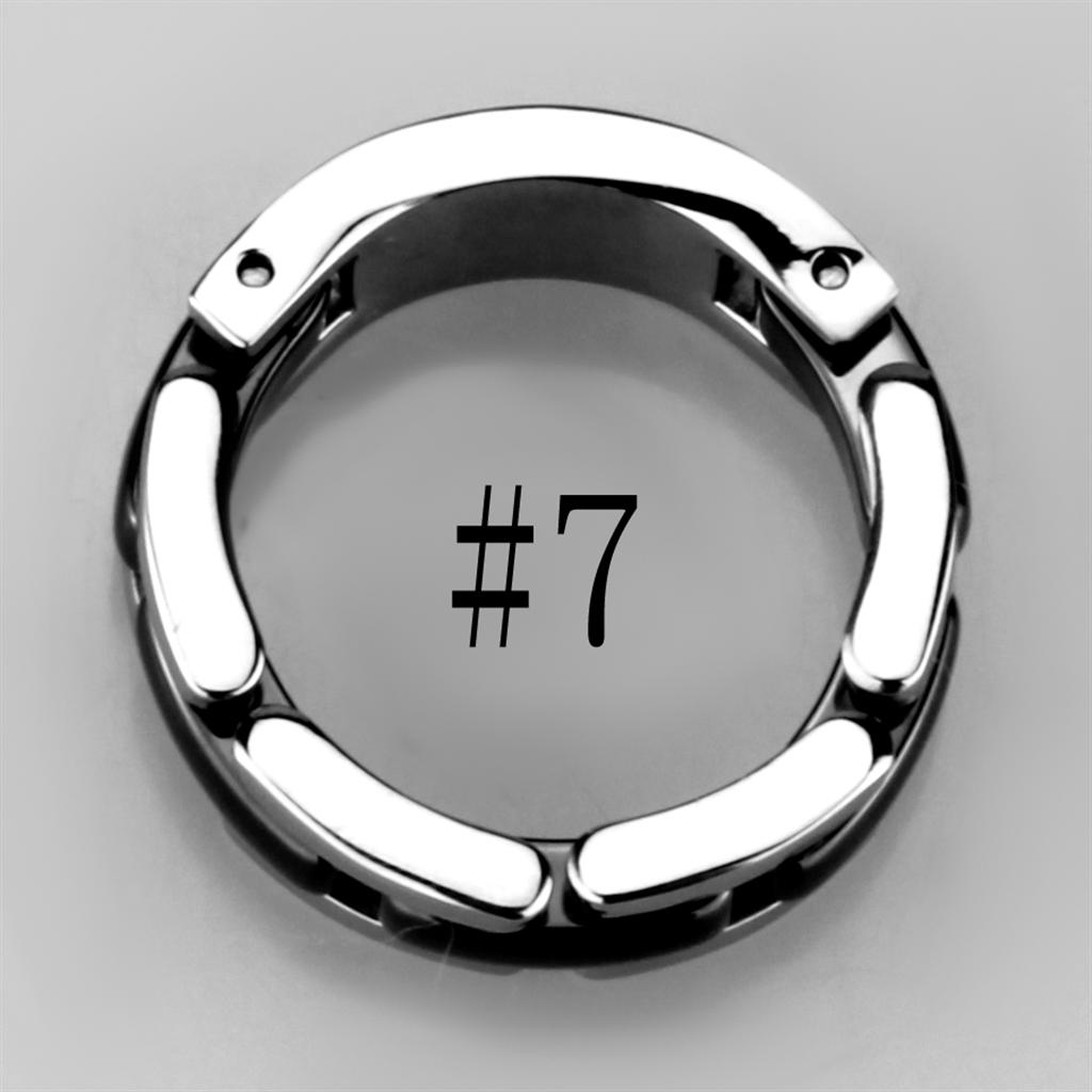 MA3W972 - High polished (no plating) Stainless Steel Ring with Ceramic in Jet