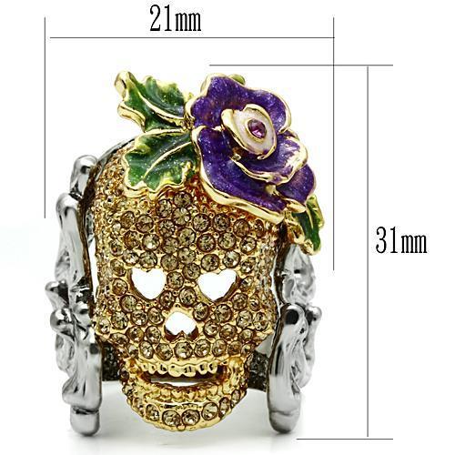 MA3W002 - Gold+Ruthenium White Metal Ring with Top Grade Crystal in Citrine Yellow