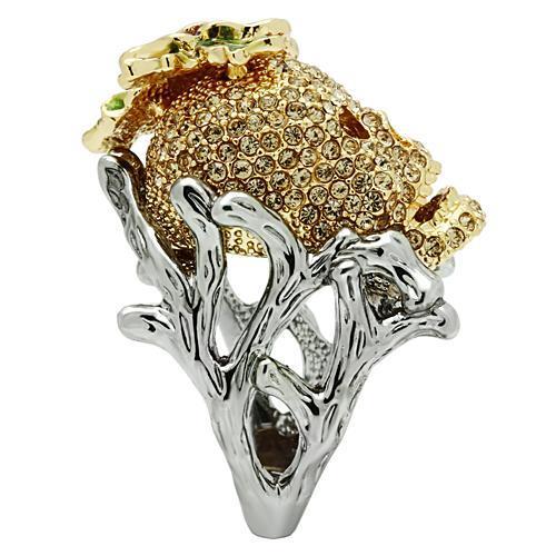 MA3W002 - Gold+Ruthenium White Metal Ring with Top Grade Crystal in Citrine Yellow