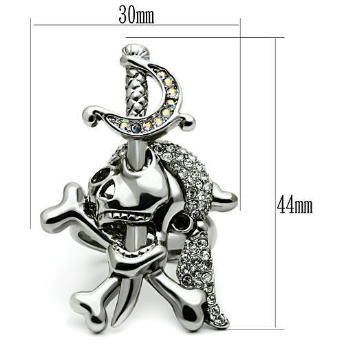 MA3W003 - Ruthenium White Metal Ring with Top Grade Crystal in Clear
