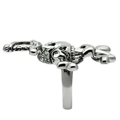 MA3W003 - Ruthenium White Metal Ring with Top Grade Crystal in Clear