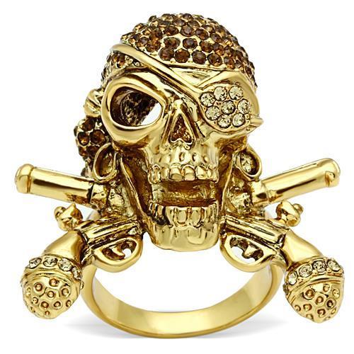 MA3W004 - Gold White Metal Ring with Top Grade Crystal in Smoked Quartz