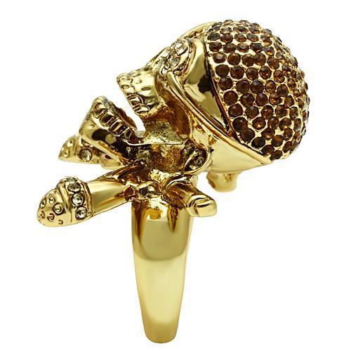 MA3W004 - Gold White Metal Ring with Top Grade Crystal in Smoked Quartz