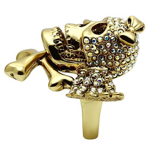 MA3W005 - Gold White Metal Ring with Top Grade Crystal in Aurora Borealis (Rainbow Effect)