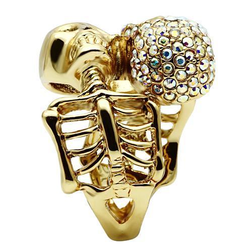 MA3W007 - Gold White Metal Ring with Top Grade Crystal in Aurora Borealis (Rainbow Effect)
