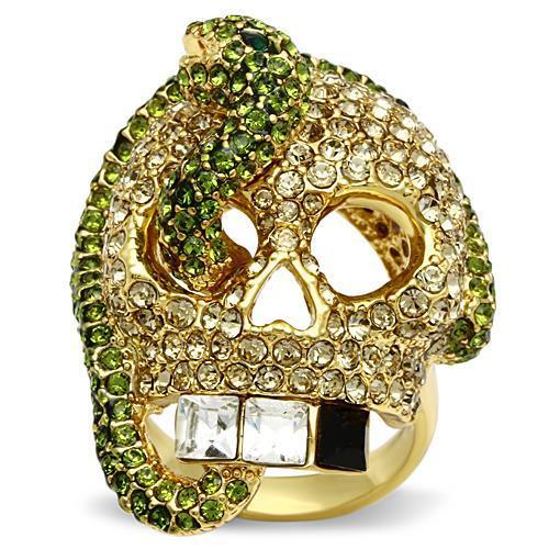 MA3W009 - Gold White Metal Ring with Top Grade Crystal in Multi Color