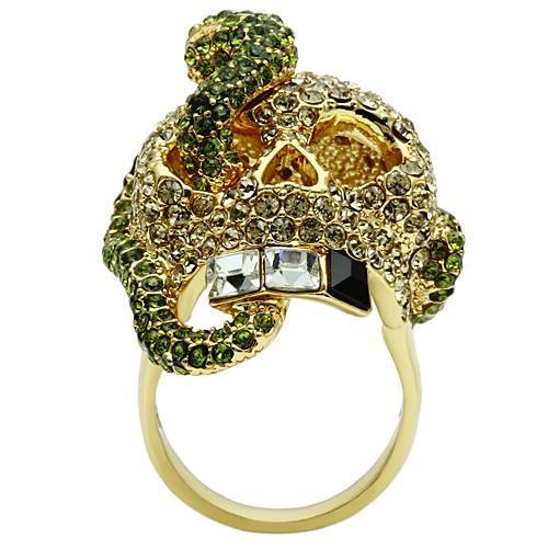 MA3W009 - Gold White Metal Ring with Top Grade Crystal in Multi Color