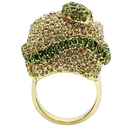 MA3W009 - Gold White Metal Ring with Top Grade Crystal in Multi Color