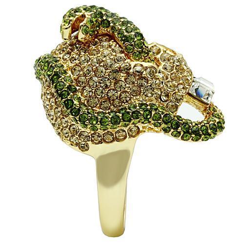 MA3W009 - Gold White Metal Ring with Top Grade Crystal in Multi Color