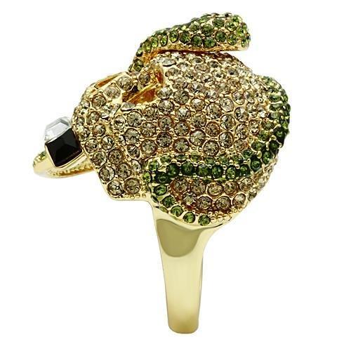 MA3W009 - Gold White Metal Ring with Top Grade Crystal in Multi Color
