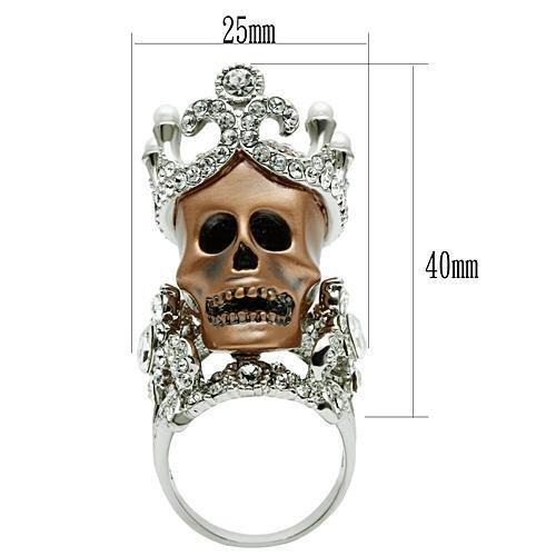 MA3W010 - Special Color White Metal Ring with Synthetic Pearl in White
