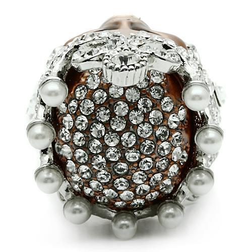 MA3W010 - Special Color White Metal Ring with Synthetic Pearl in White