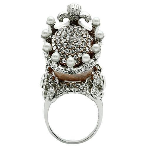 MA3W010 - Special Color White Metal Ring with Synthetic Pearl in White